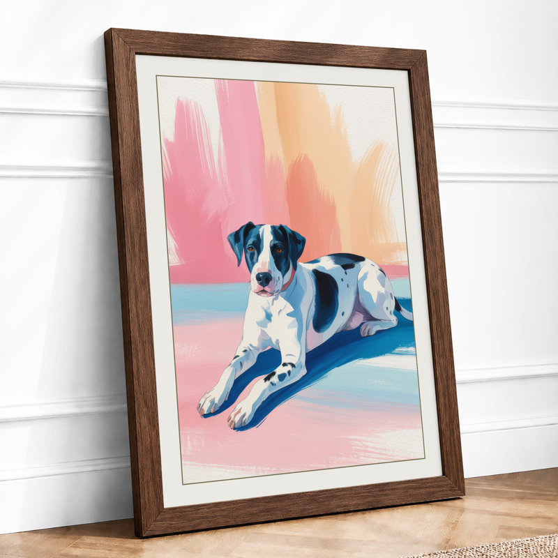 Resting Pointer Boho 1 Piece Single Picture Frame Wall Art, A2 - 59.4 x 42.0 cm, Walnut