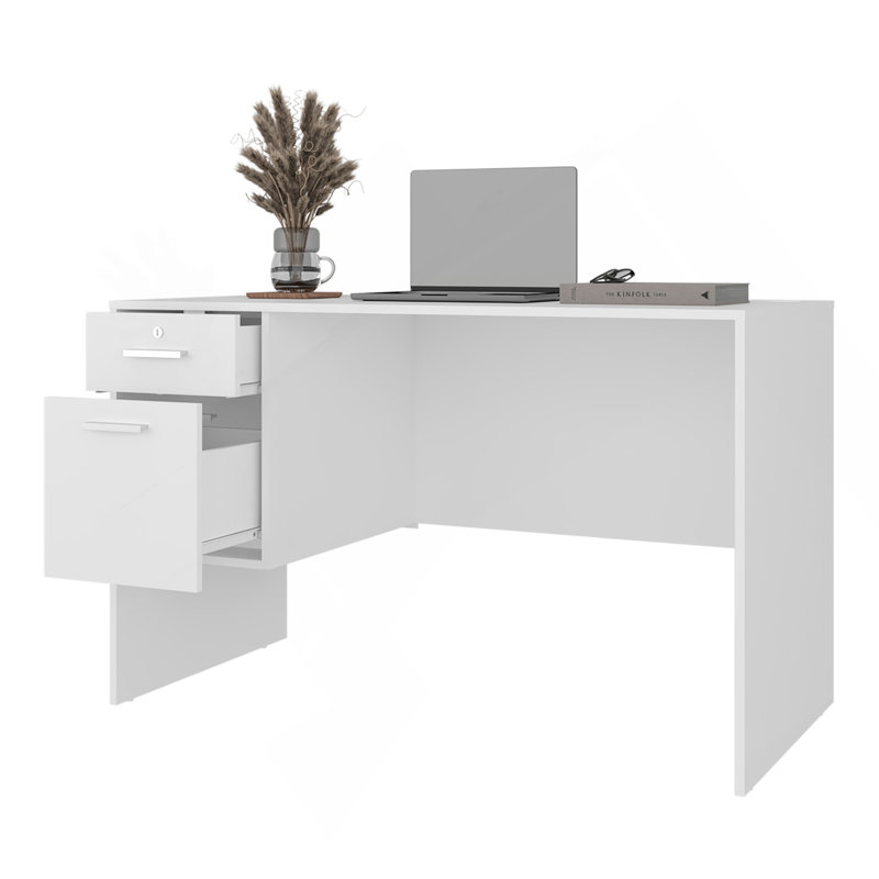 Bureau, 2 tiroirs, blanc