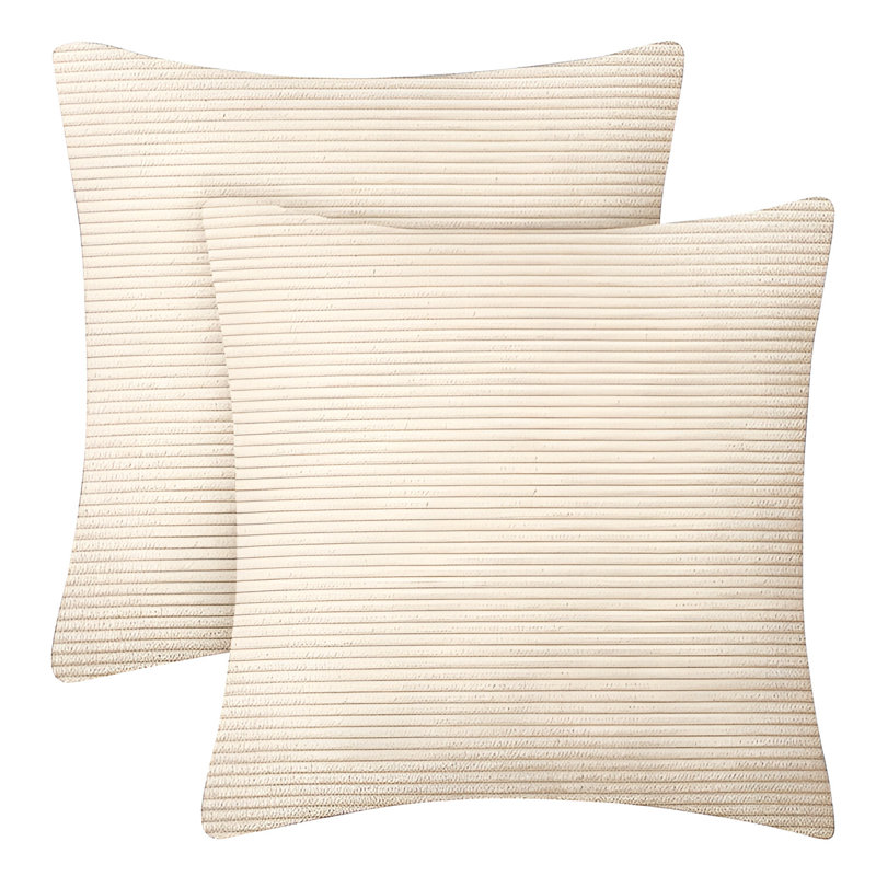 Swipe Stripe Velvet Cushion Covers - Set of 2, Cream
