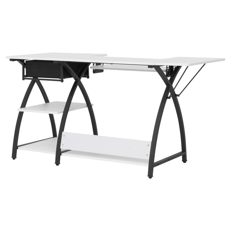 Comet Plus Adjustable Black and White Hobby Desk with Storage