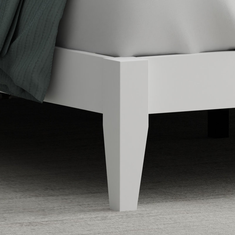 Canton Solid Wood  Platform Bed, White, Queen