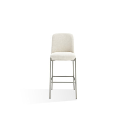 Tabouret de bar Dion en lin naturel clair et métal nickel brossé Dion