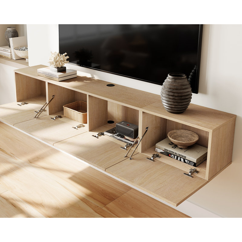 Haajarah Manufactured Wood Floating TV Stand, Light Oak