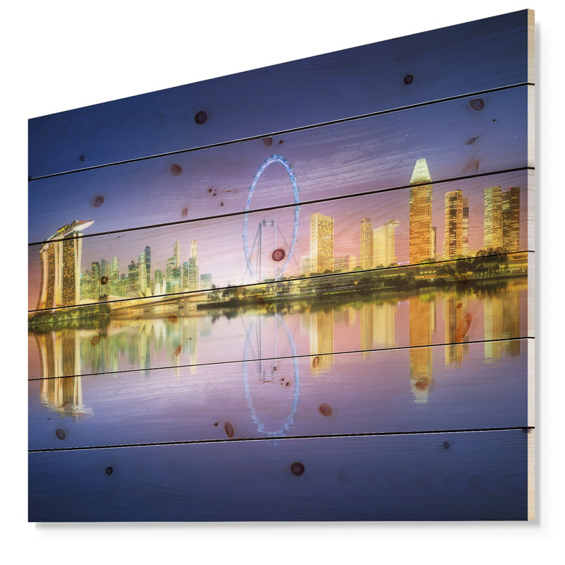 «Singapour Skyline and Blue Sky», impression, H 36 po x l 46 po x P 1,5 po, Bois