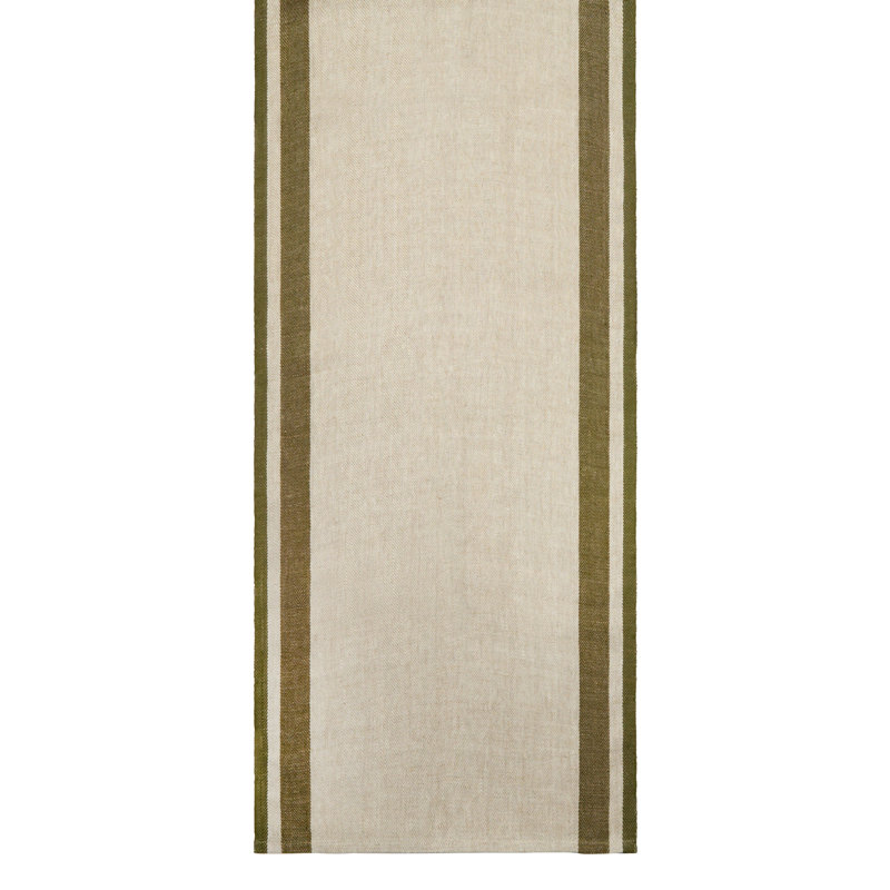 Gordes Handmade Striped Table Runner, 72" L x 20" W, Olive/Natural