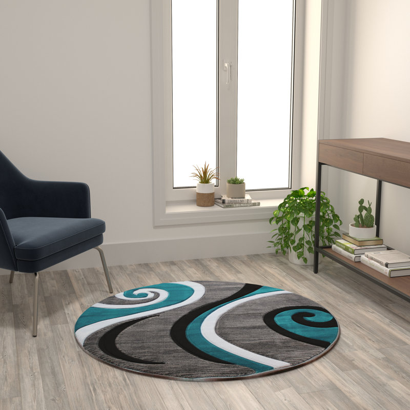 Skaghe Modern High-Low Sculpted Swirl Design Abstract Area Rug, Rectangle 2' x 3'4"