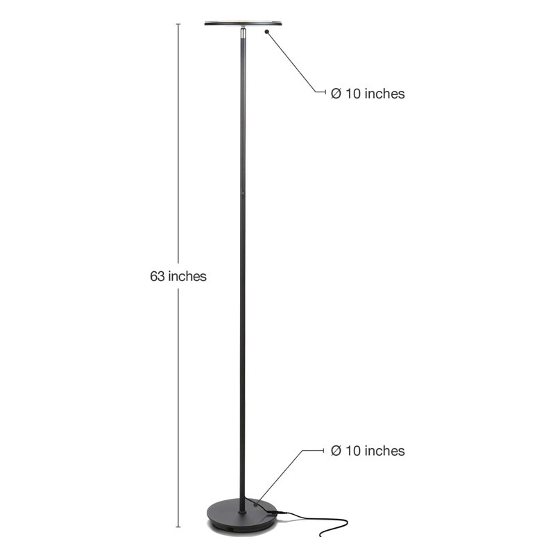 63'' Black LED Column Floor Lamp Set