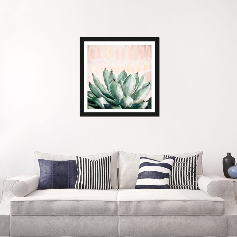 Reproduction d’art, "modern agave" par Patricia Pinto, Papier encadré noir, Blanc, H 24 po x l 24 po x p 1 po