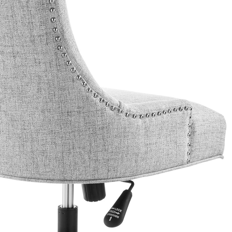 Regent Light Gray Tufted Swivel Task Chair with Matte Black Base