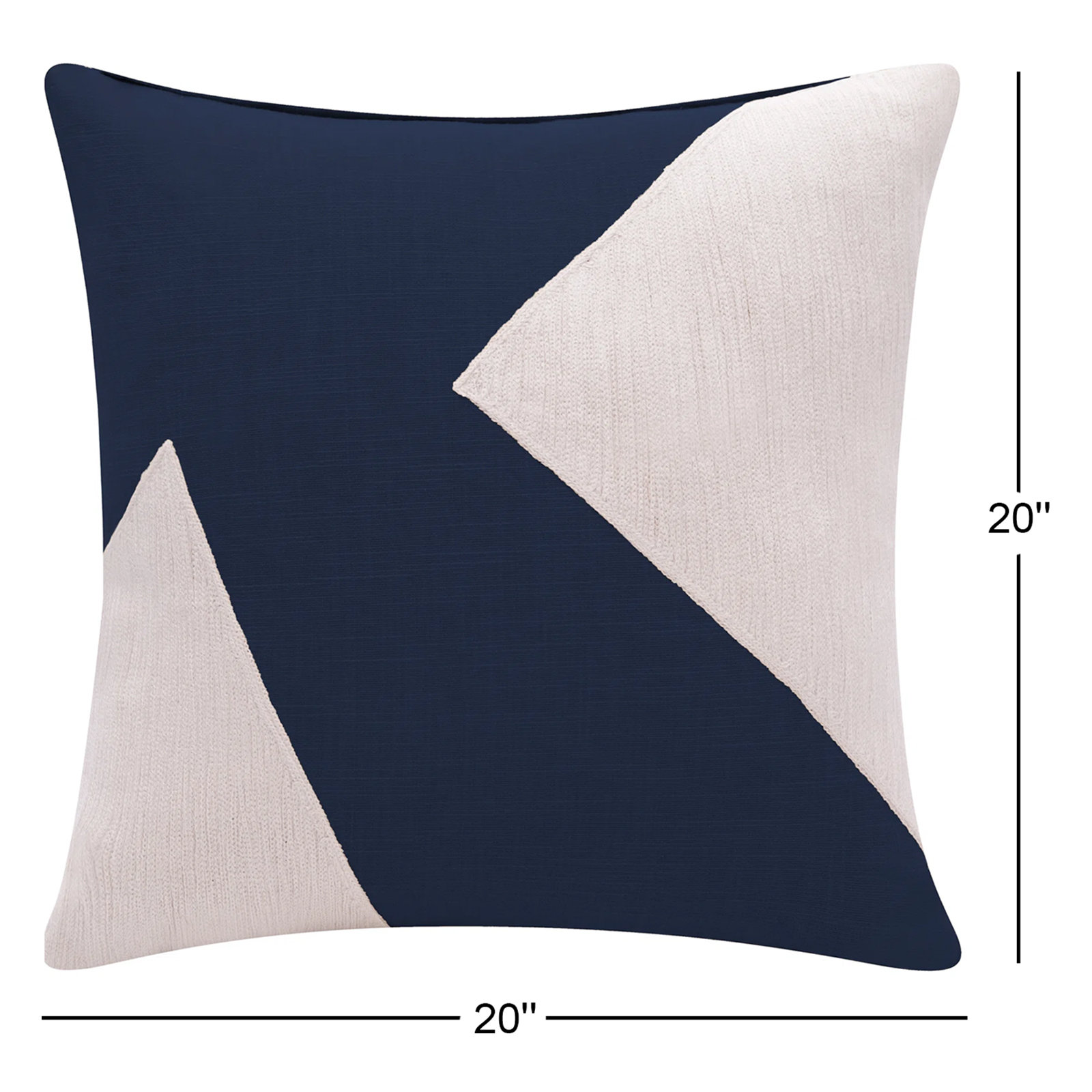 Auburn Geometric Cotton Throw Pillow, Blue/White, Square 18", Down