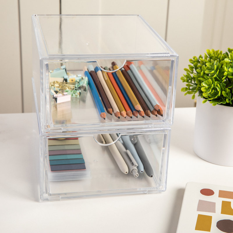 Boîte de rangement en plastique avec tiroir demi-lune Martha Stewart Brody