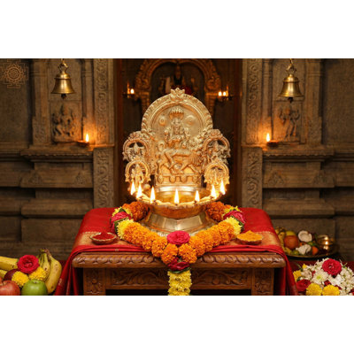 7" Brass Pratyangira Devi Atharvana Bhadrakali Puja Lamp – Handmade Hindu Goddess Altar Decor, Spiritual Ritual & Home Sacred Space Accent