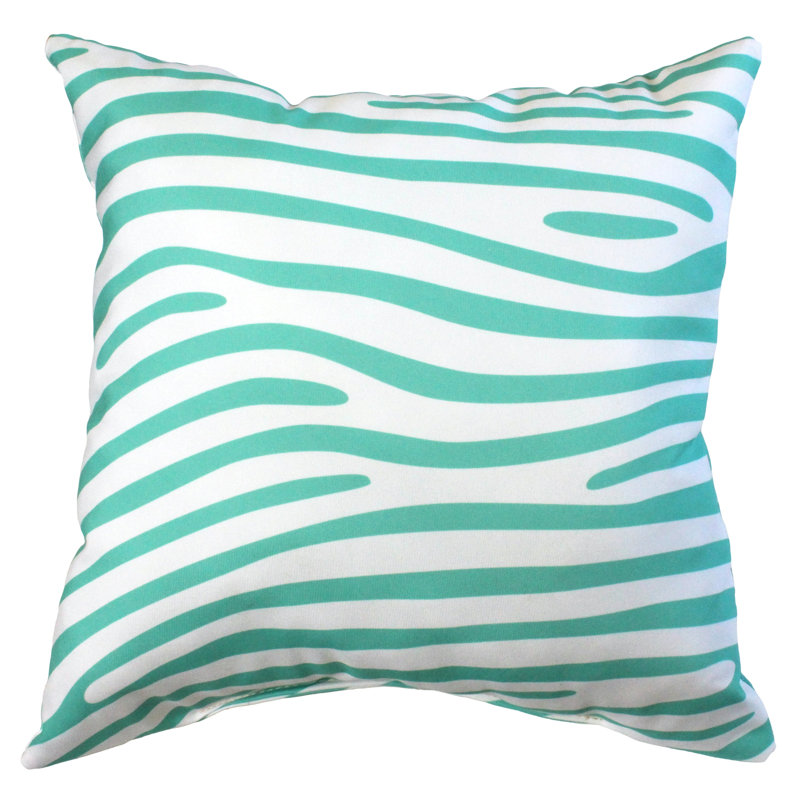 Animal Print Reversible Throw Pillow, Teal/White
