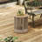 Beige Rope & Natural Acacia Wood Round Outdoor Side Table, Weather-Resistant Patio Accent Table For Garden, Yard, Balcony-1199822150