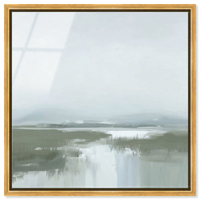 "Foggy Marsh II", reproduction d'art acrylique encadrée par Art Remedy, cadre doré, 30 x 30