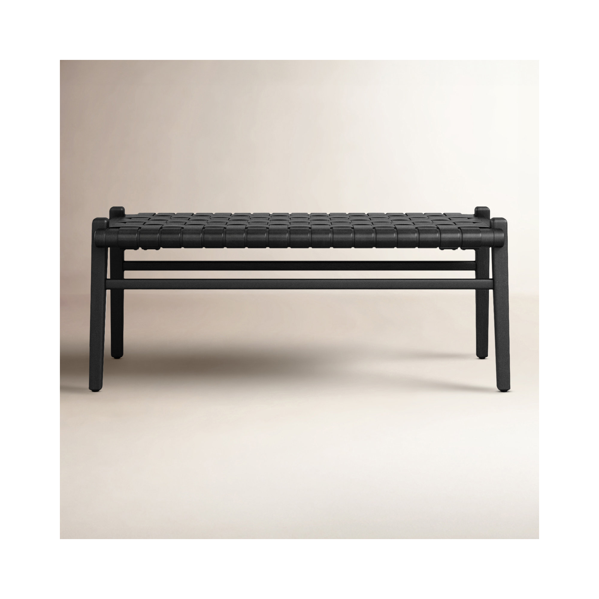 Genuine Leather Bench, Black