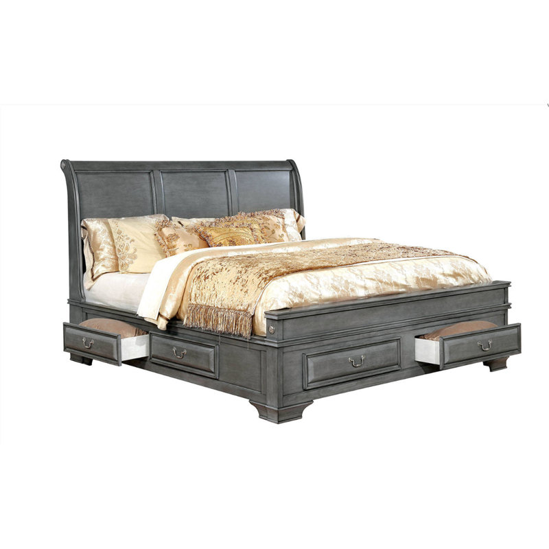 Aimara Sleigh Storage Bed, Queen, Gray