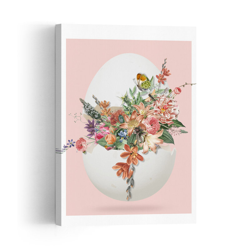 Œuf de Pâques fleuri, papillon vintage délicat et vibrant, impression d'art mural nature, H 48 po x l 32 po