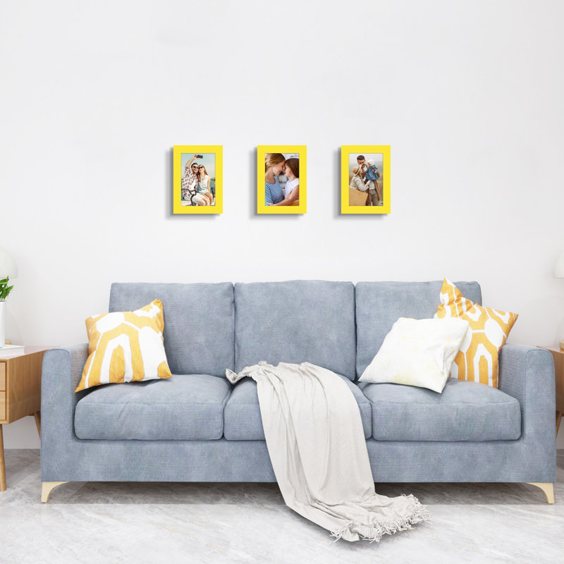Cadre photo collage, ensemble de 3, Jaune, L 4 po x H 6 po