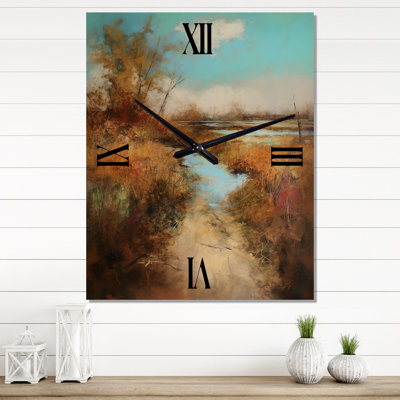 Picturesque Watercolor An Autumn Day At The Lake I - Lakehouse Wall Clock Oversized