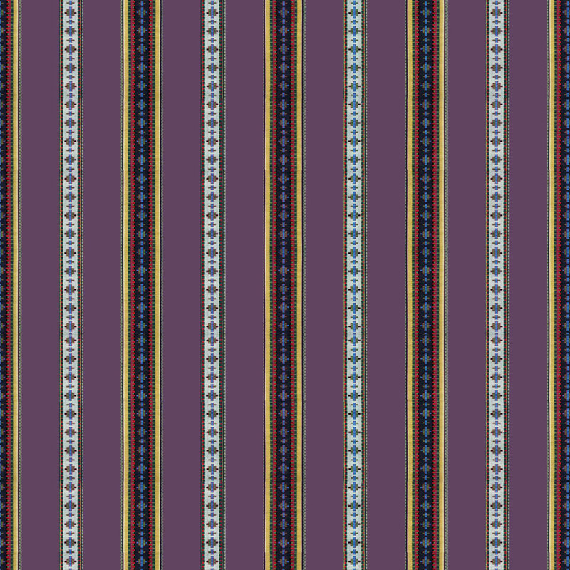 Madeleine Castaing Rayure 100% Cotton Fabric, Aubergine