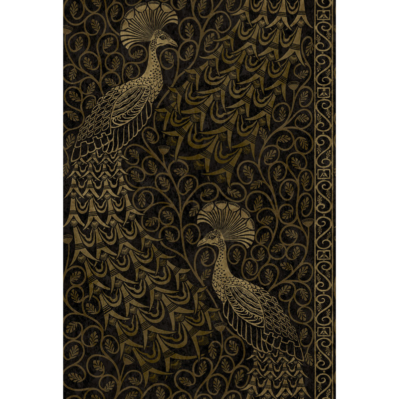 Metallic Wallpaper Roll, Black/Gold