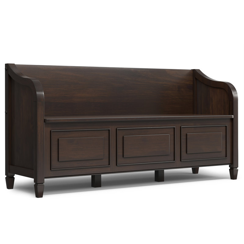 Connaught 56"W Solid Wood Traditional Wide Storage Bench with Lift-Up Lid and Paneled Front