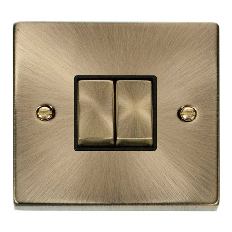 Antique Brass 10A 2 Gang 2 Way Ingot Light Switch