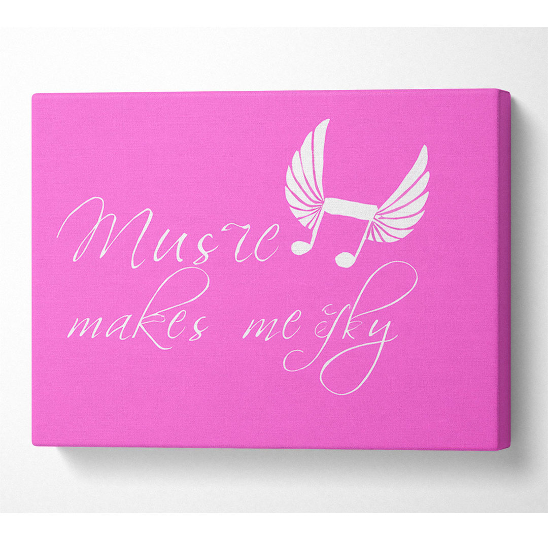 Mädchenzimmer Zitat Musik lässt mich fliegen Vivid Pink - Druck