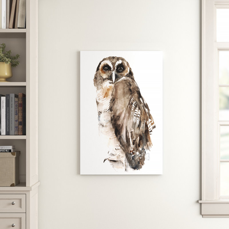 «Watercolor Owl I» par Jennifer Paxton Parker - reproduction d'art sur toile tendue, H 48 po x l 32 po