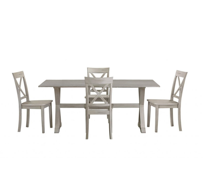 Williamsbridge Rubberwood Solid Wood Dining Set, 7 Piece