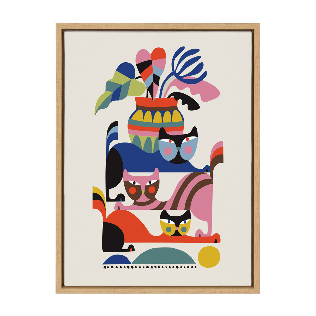 Keaundrea 3 Cats' by Rachel Lee - Floater Frame Painting Print on Canvas Corrigan Studio® 