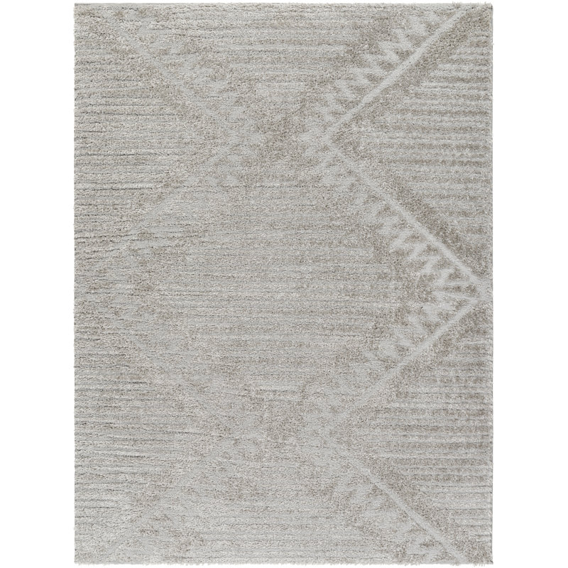 Tapis gris à poils longs Khlani Kaja, Rectangle 5 pi 3 po x 7 pi