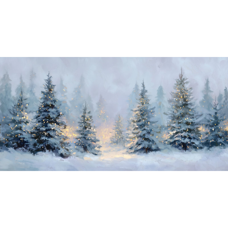 «Twinkling Pines Winter Glow», art mural sur toile tendue, H 20 po x l 40 po