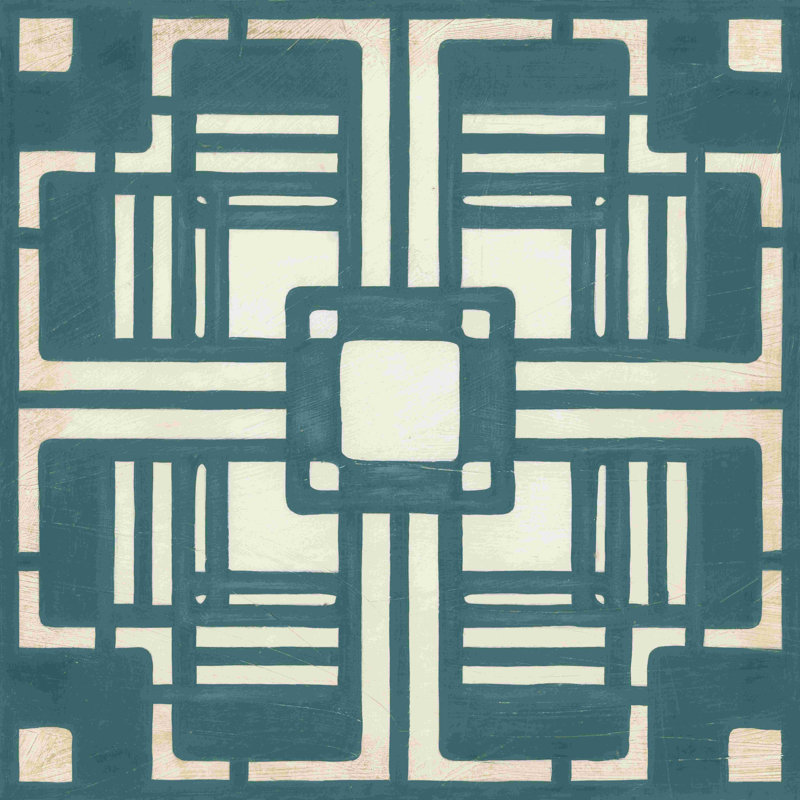 " Non-Embellished Deco Tile I " Mixed Media Print, 12" H x 12" W