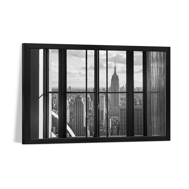 Manhattan avec empire en noir et blanc, New York, États-Unis, H 16 po x l 24 po