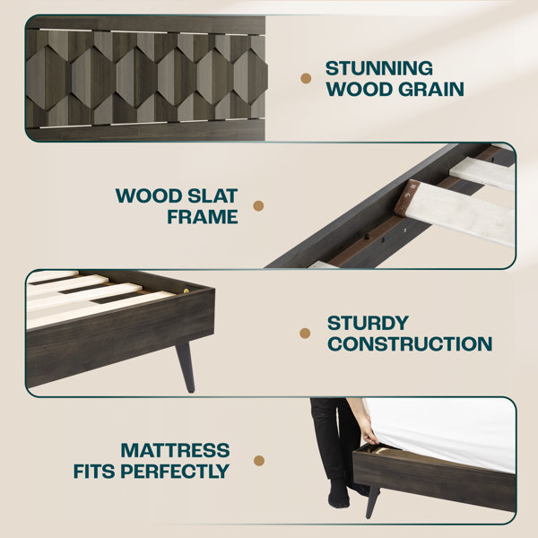 Corrigan Studio® Georgina Solid Wood Platform Bed Frame with Headboard ...