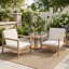 Fauteuil d'extérieur en bois d'acacia, ensemble de 2, fauteuil club de patio avec coussins, teck clair