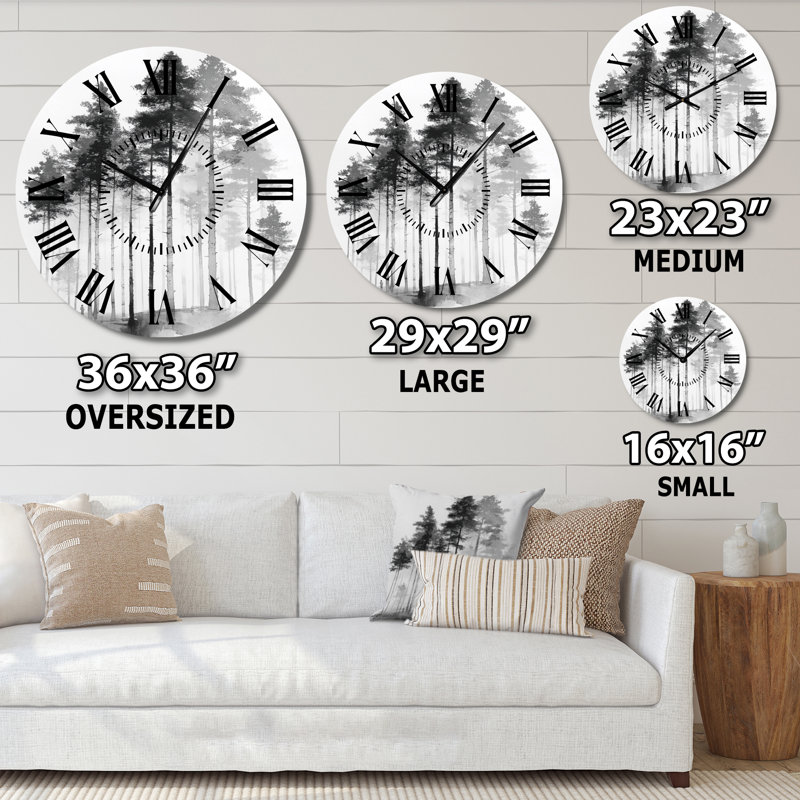 Horloge murale ronde en métal noir et blanc, Petit