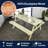 Shoreham 59" Classic Eucalyptus Wood Outdoor Picnic Table with Built-In Benches and Umbrella Hole, Almond for Patio and Backyard-96428906-119308097