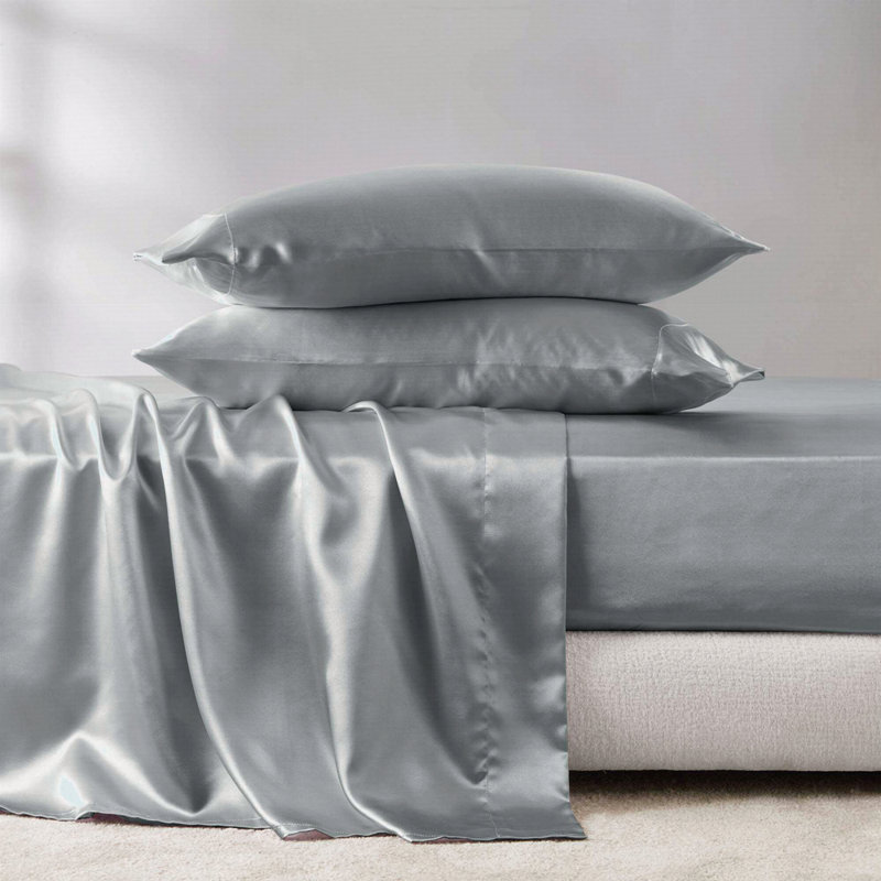 Luxury Sheet Set, Gray, Twin Coverlet + 3 Additional Pieces
