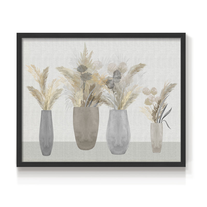 Cattail Still Life -Framed Print - Restickable, 8" H x 10" W, Black