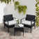 Ensemble de table bistro en rotin pour 2 personnes avec table et coussins