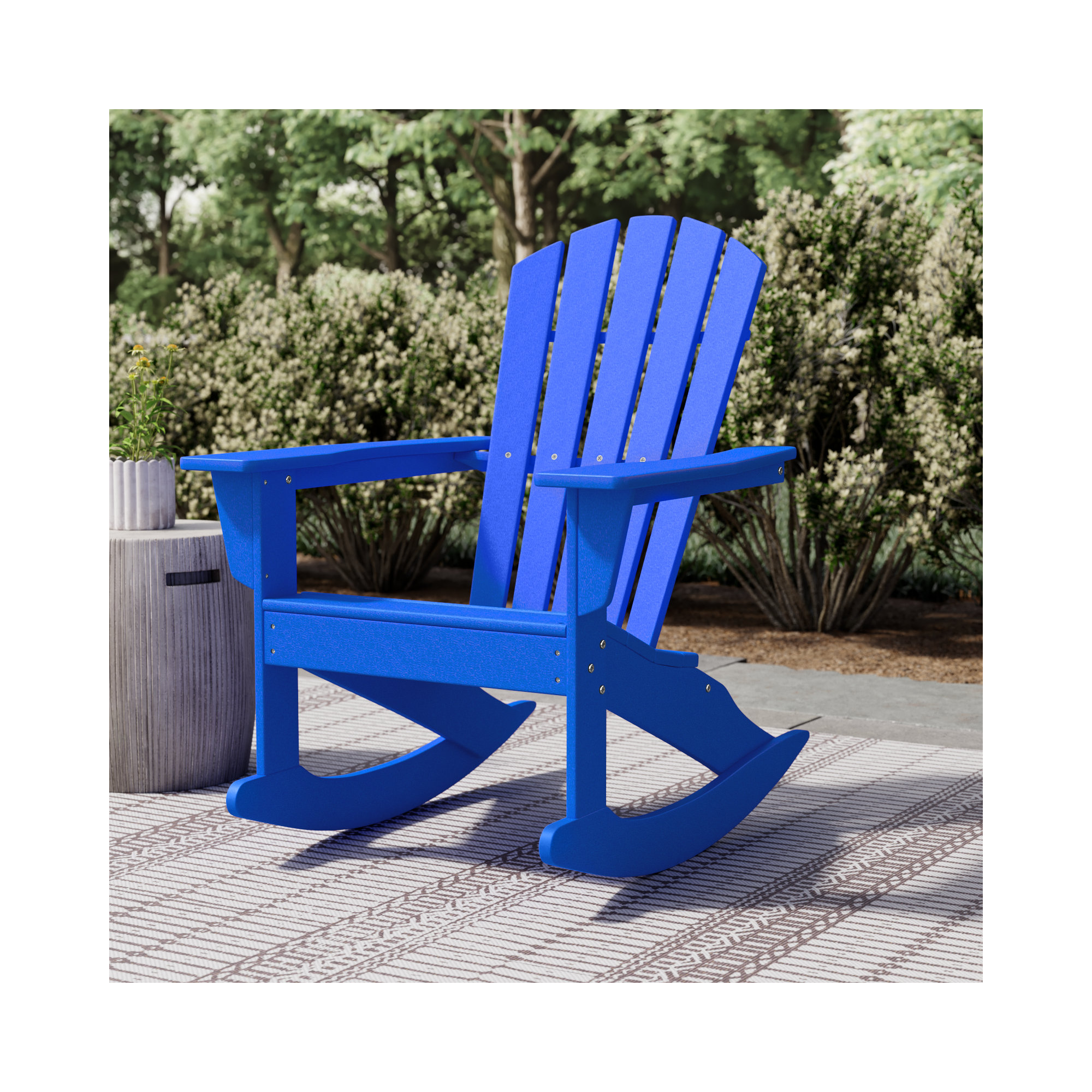 POLYWOOD Palm Coast Adirondack Rocking Chair, Pacific Blue