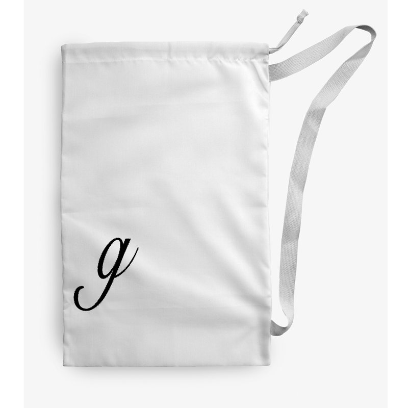 Sac à linge Monogram, Blanc / noir, Moyen (H 36 po x l 28 po)