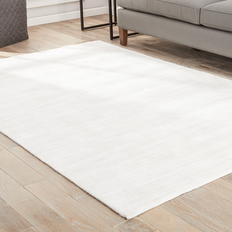 Lizette Hand-Woven Bright White Area Rug, Rectangle 6' x 9'