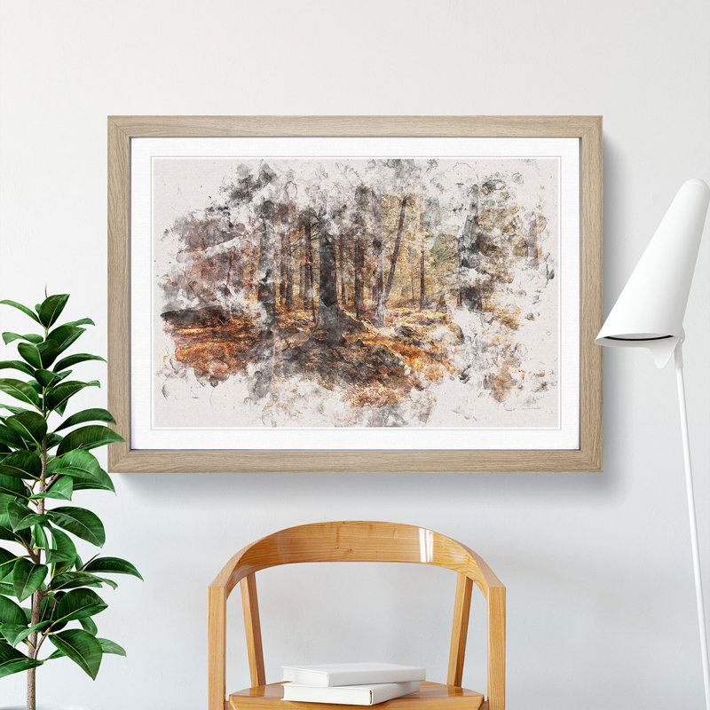 Within The Woods Watercolour Framed Print, 45cm H x 63cm W x 2cm D, Oak Framed