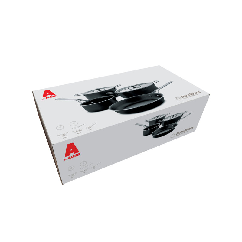 Black Stainless Steel and Aluminum 6-Piece Non-stick Cookware Set