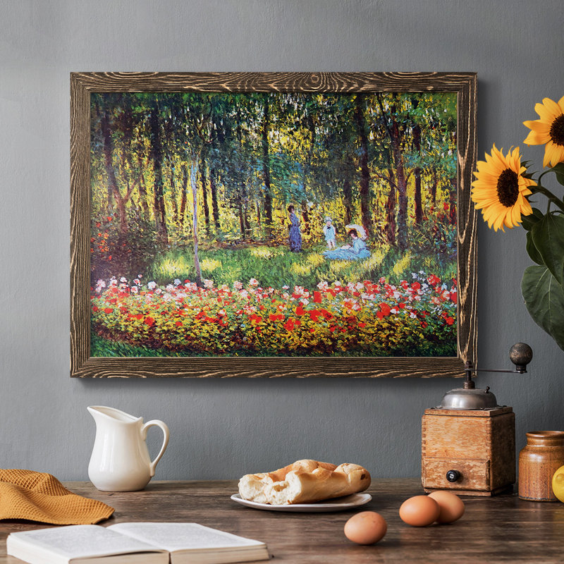«The Artist's Family In The Garden», 1875, reproduction d'art sur toile, Noyer, H 14 po x l 20 po x P 1,5 po