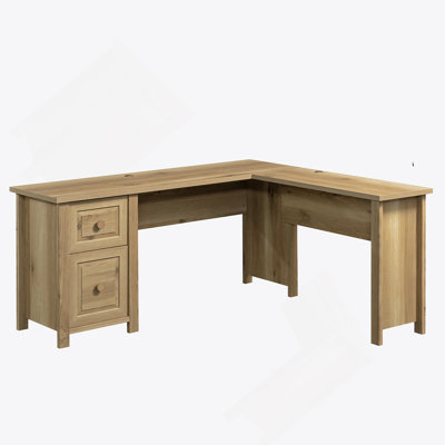 Bureau en L, finition chêne blanc
